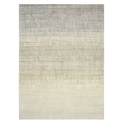 Modern and Contemporary Wool & Silk Hand Knotted Rug Ivory No Border 8.11X12.4 -O075505