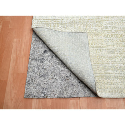 Modern and Contemporary Wool & Silk Hand Knotted Rug Ivory No Border 8.11X12.4 -O075505