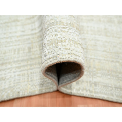 Modern and Contemporary Wool & Silk Hand Knotted Rug Ivory No Border 8.11X12.4 -O075505