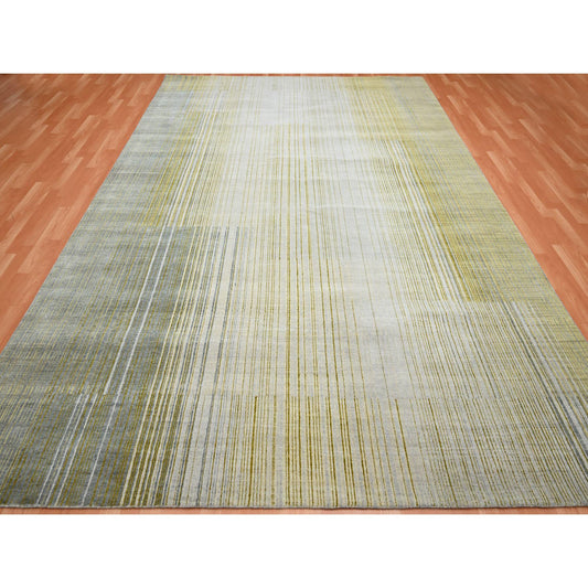 Modern and Contemporary Wool Hand Knotted Rug Grey No Border 9.2X12.4 -O075506