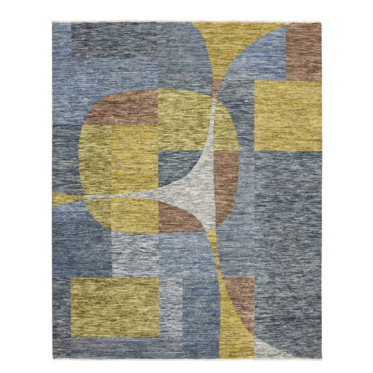Modern and Contemporary Wool Hand Knotted Rug Grey No Border 8.0X10.0 -O075507