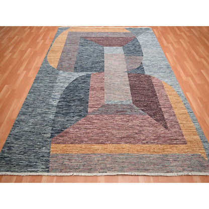 Modern and Contemporary Wool Hand Knotted Rug Grey No Border 8.0X10.0 -O075508