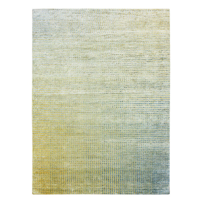 Modern and Contemporary Wool & Pure Silk Hand Knotted Rug Yellow No Border 8.11X12.2 -O075509