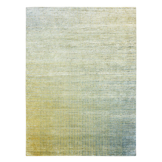 Modern and Contemporary Wool & Pure Silk Hand Knotted Rug Yellow No Border 8.11X12.2 -O075509