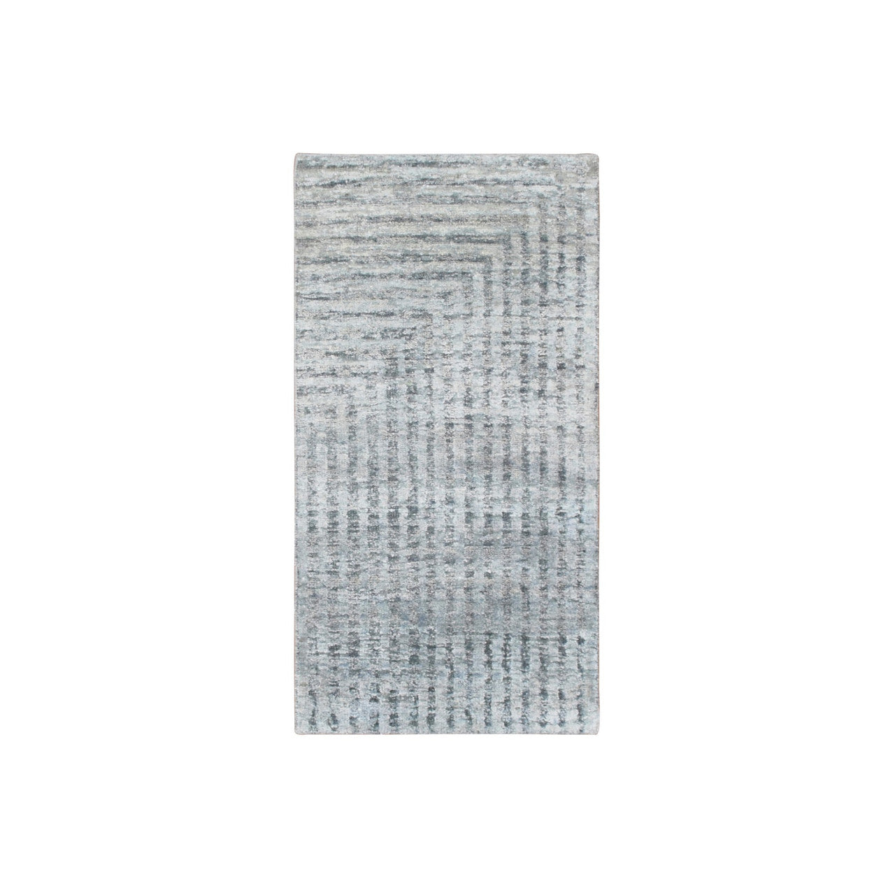 Gray 2'0" x 4'0" Modern and Contemporary & Pure Hand knotted Wool/Silk Rug - Sku: O075511