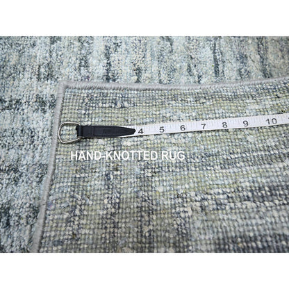 Modern and Contemporary Wool & Pure Silk Hand Knotted Rug Grey No Border 2.0X4.0 -O075511