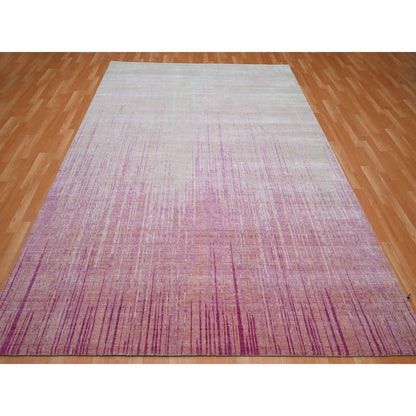 Modern and Contemporary Wool Hand Knotted Rug Pink 8.1x10.4 -O075514