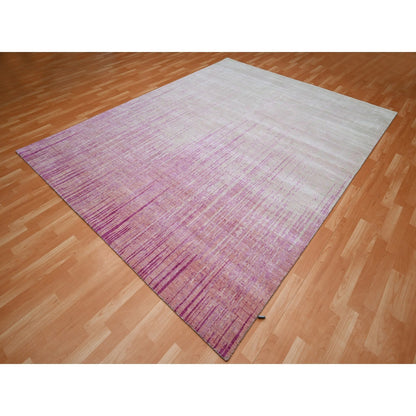 Modern and Contemporary Wool Hand Knotted Rug Pink 8.1x10.4 -O075514