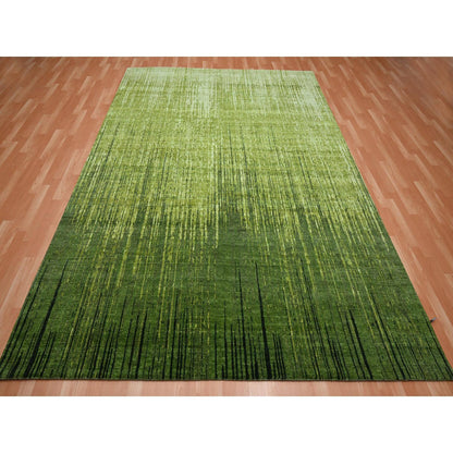 Modern and Contemporary Wool Hand Knotted Rug Green 8.2x10.3 -O075515
