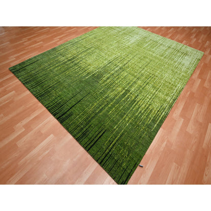 Modern and Contemporary Wool Hand Knotted Rug Green 8.2x10.3 -O075515