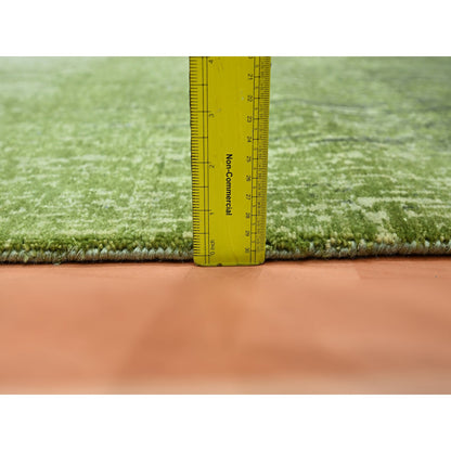 Modern and Contemporary Wool Hand Knotted Rug Green 3.0x5.3 -O075517