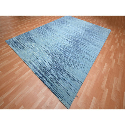 Modern and Contemporary Wool Hand Knotted Rug Blue 9.0x12.3 -O075518