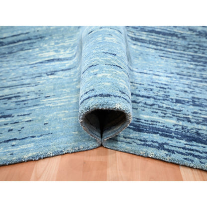 Modern and Contemporary Wool Hand Knotted Rug Blue 9.0x12.3 -O075518