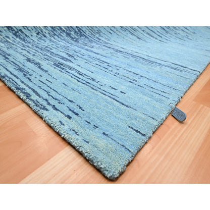 Modern and Contemporary Wool Hand Knotted Rug Blue 9.0x12.3 -O075518
