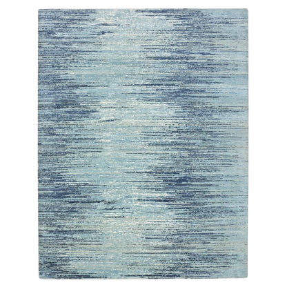 Modern and Contemporary Wool Hand Knotted Rug Blue 8.1x10.4 -O075519