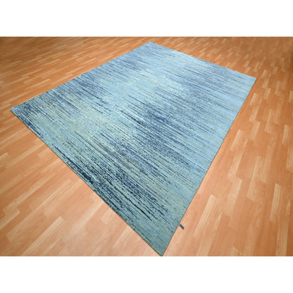 Modern and Contemporary Wool Hand Knotted Rug Blue 8.1x10.4 -O075519