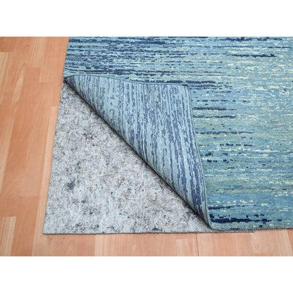 Modern and Contemporary Wool Hand Knotted Rug Blue 8.1x10.4 -O075519