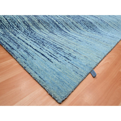 Modern and Contemporary Wool Hand Knotted Rug Blue 8.1x10.4 -O075519