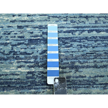 Modern and Contemporary Wool Hand Knotted Rug Blue 8.1x10.4 -O075519