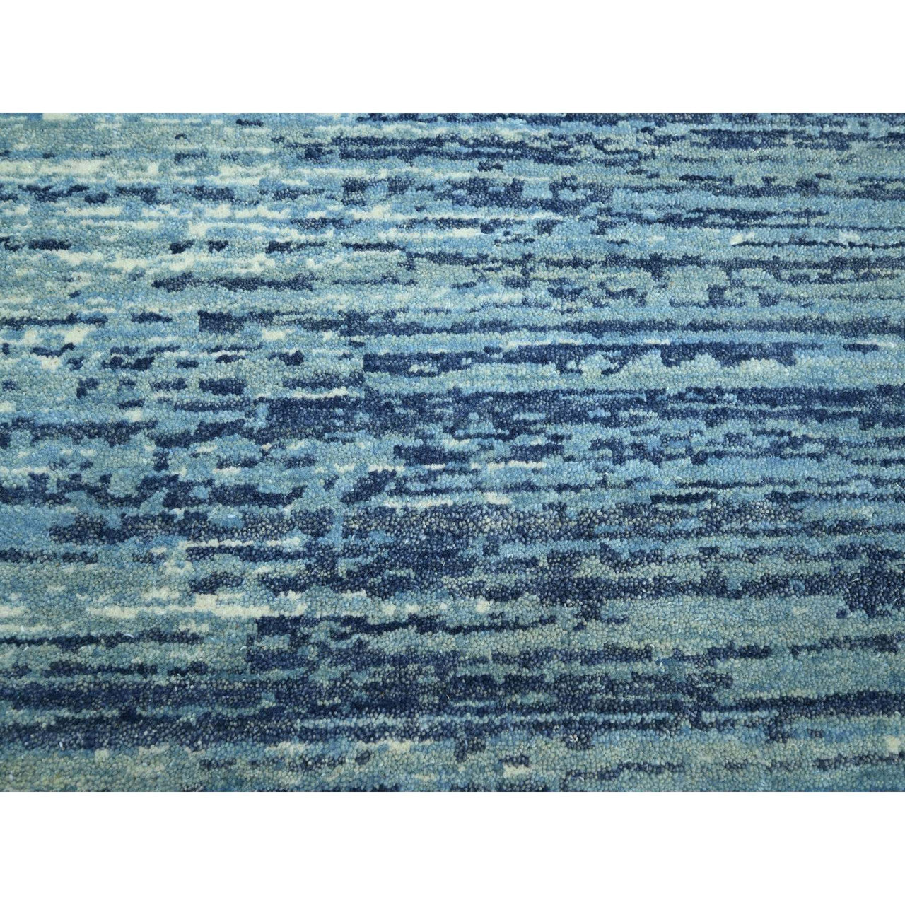 Blue 8'1" x 10'4" Modern and Contemporary Hand knotted Wool Rug - Sku: O075519