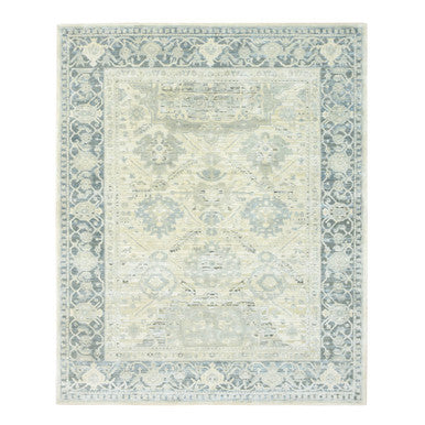 Oushak And Peshawar Wool & Silk Hand Knotted Rug Grey 8.0x9.10 -O075523