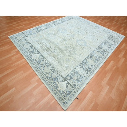 Oushak And Peshawar Wool & Silk Hand Knotted Rug Grey 8.0x9.10 -O075523