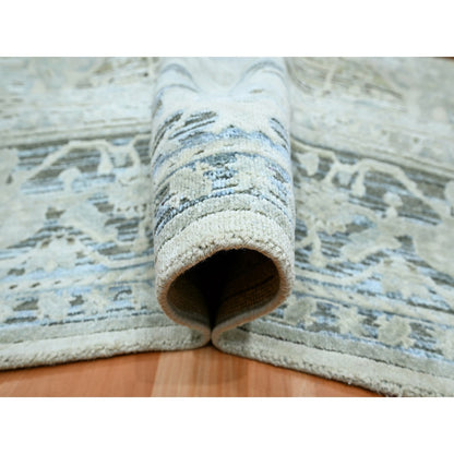 Oushak And Peshawar Wool & Silk Hand Knotted Rug Grey 8.0x9.10 -O075523