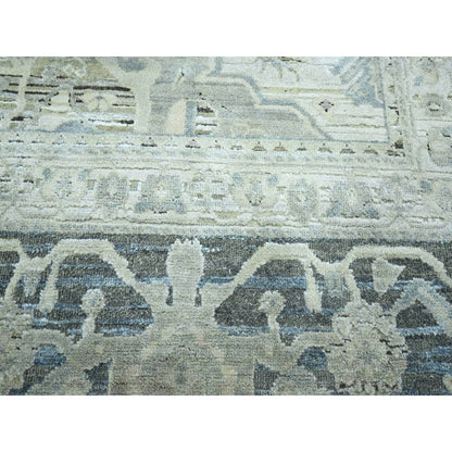 Oushak And Peshawar Wool & Silk Hand Knotted Rug Grey 8.0x9.10 -O075523