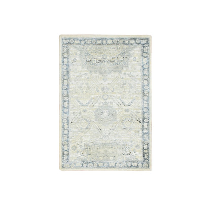 Oushak And Peshawar Wool & Silk Hand Knotted Rug Grey 2.1x3.2 -O075525