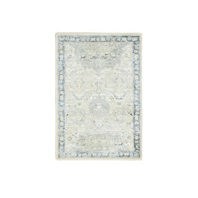 Oushak And Peshawar Wool & Silk Hand Knotted Rug Grey 2.1x3.2 -O075525