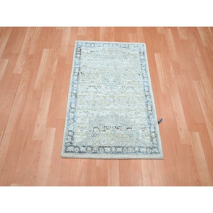 Oushak And Peshawar Wool & Silk Hand Knotted Rug Grey 2.1x3.2 -O075525