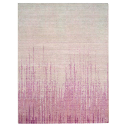 Modern and Contemporary Wool Hand Knotted Rug Pink 9.2x12.4 -O075529