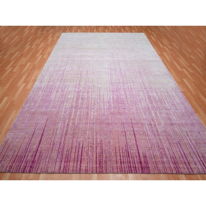 Modern and Contemporary Wool Hand Knotted Rug Pink 9.2x12.4 -O075529