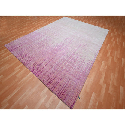 Modern and Contemporary Wool Hand Knotted Rug Pink 9.2x12.4 -O075529