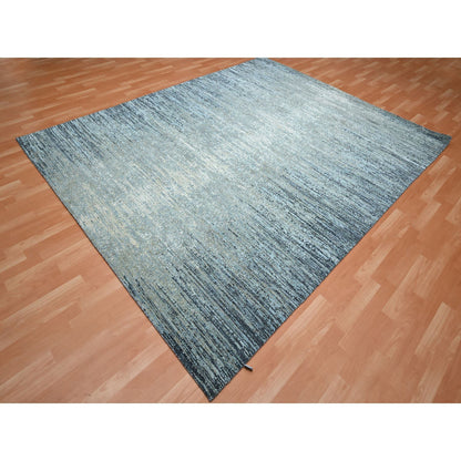Modern and Contemporary Wool Hand Knotted Rug Blue 7.11x10.1 -O075533