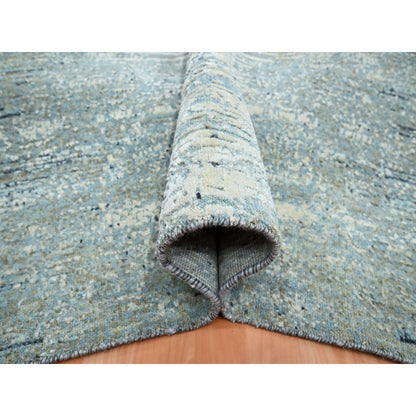 Modern and Contemporary Wool Hand Knotted Rug Blue 7.11x10.1 -O075533