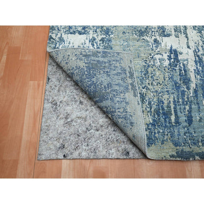 Modern and Contemporary Wool & Silk Hand Knotted Rug Blue 6.0x9.2 -O075534