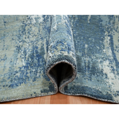 Modern and Contemporary Wool & Silk Hand Knotted Rug Blue 6.0x9.2 -O075534