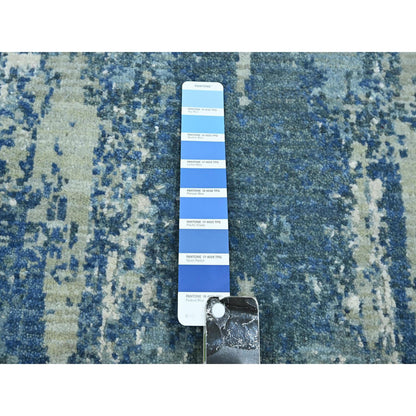 Modern and Contemporary Wool & Silk Hand Knotted Rug Blue 6.0x9.2 -O075534
