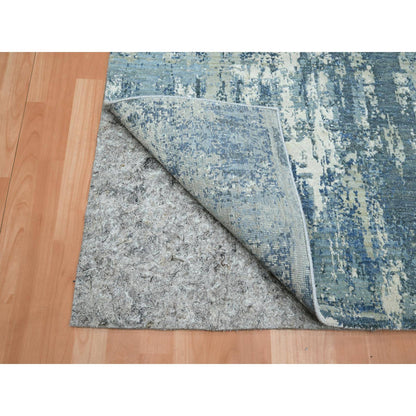 Modern and Contemporary Wool & Silk Hand Knotted Rug Blue 4.1x6.2 -O075535