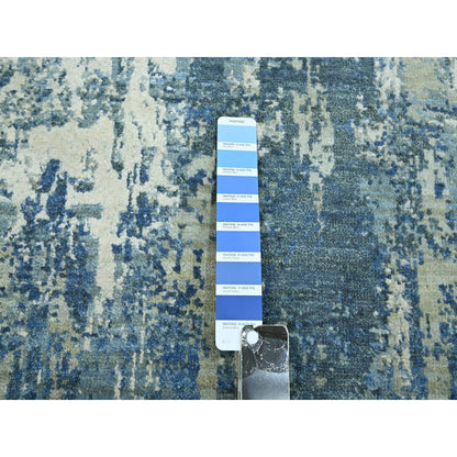 Modern and Contemporary Wool & Silk Hand Knotted Rug Blue 4.1x6.2 -O075535