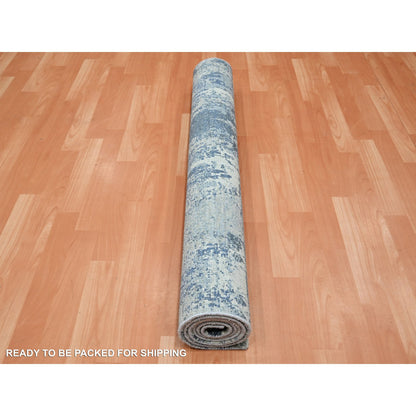 Modern and Contemporary Wool & Silk Hand Knotted Rug Blue 4.1x6.2 -O075535
