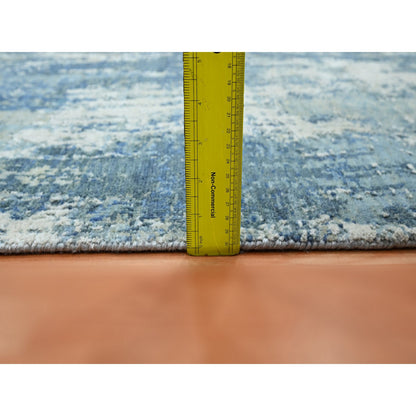 Modern and Contemporary Wool & Silk Hand Knotted Rug Blue 4.1x6.2 -O075535