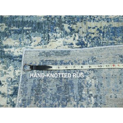 Modern and Contemporary Wool & Silk Hand Knotted Rug Blue 4.1x6.2 -O075535