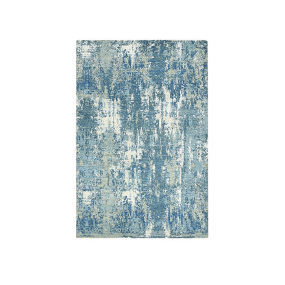 Modern and Contemporary Wool & Silk Hand Knotted Rug Blue 3.2x5.2 -O075536