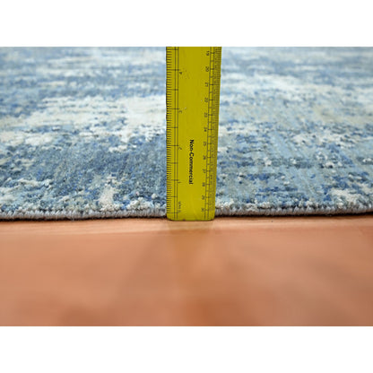 Modern and Contemporary Wool & Silk Hand Knotted Rug Blue 3.2x5.2 -O075536