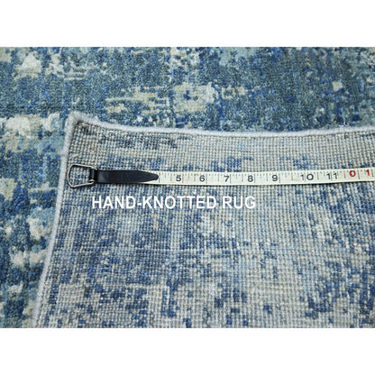 Modern and Contemporary Wool & Silk Hand Knotted Rug Blue 3.2x5.2 -O075536