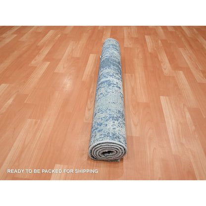 Modern and Contemporary Wool & Silk Hand Knotted Rug Blue 3.2x5.2 -O075536
