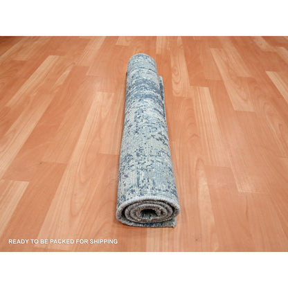 Modern and Contemporary Wool & Silk Hand Knotted Rug Blue 2.0x3.2 -O075537