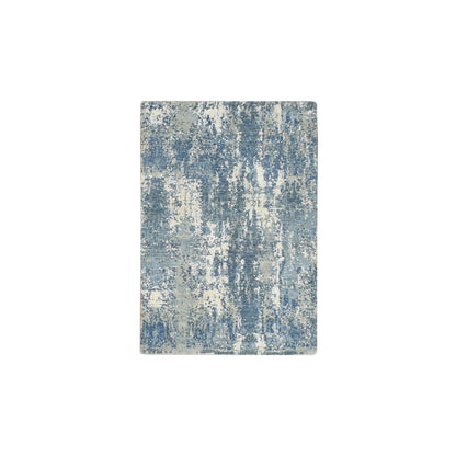 Modern and Contemporary Wool & Silk Hand Knotted Rug Blue 2.1x3.0 -O075538